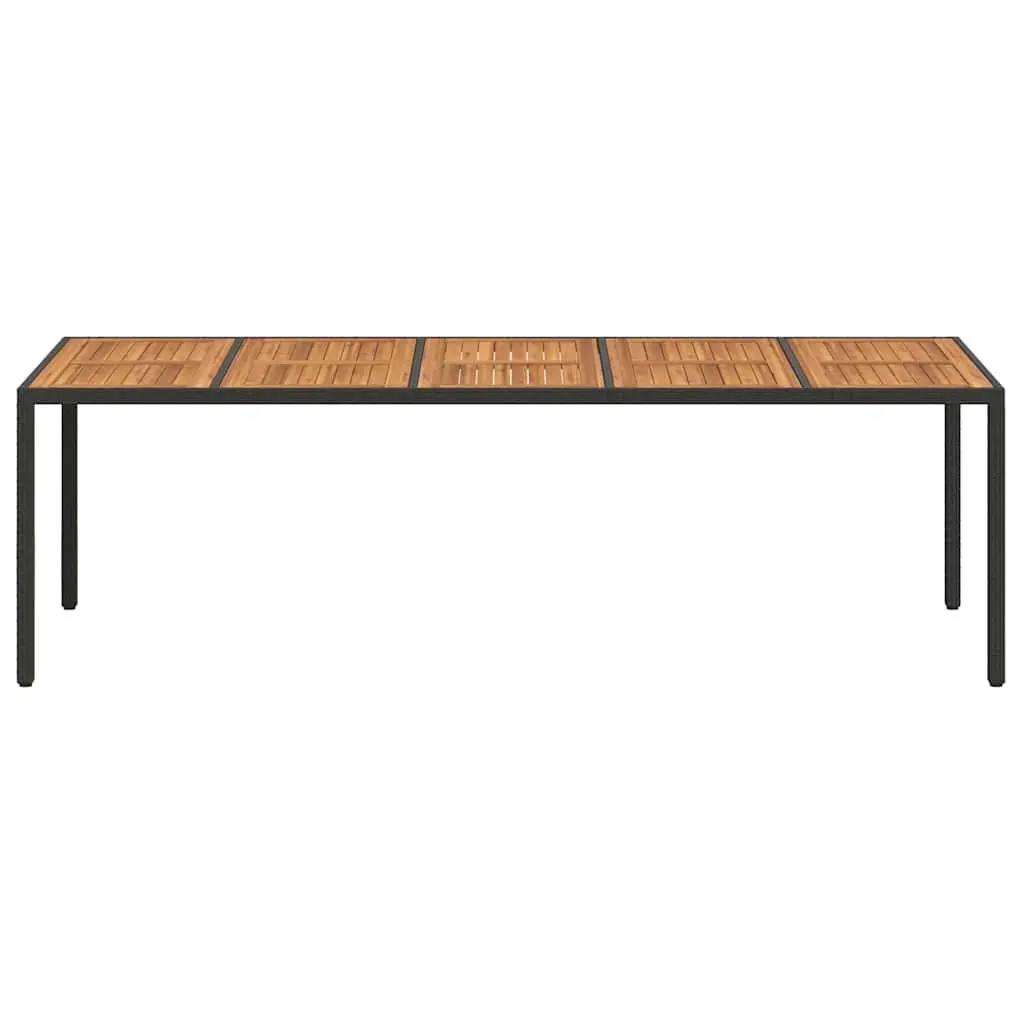 Outdoor Dining Table Black Poly Rattan 250x100x75cm Steel Frame Garden Furniture