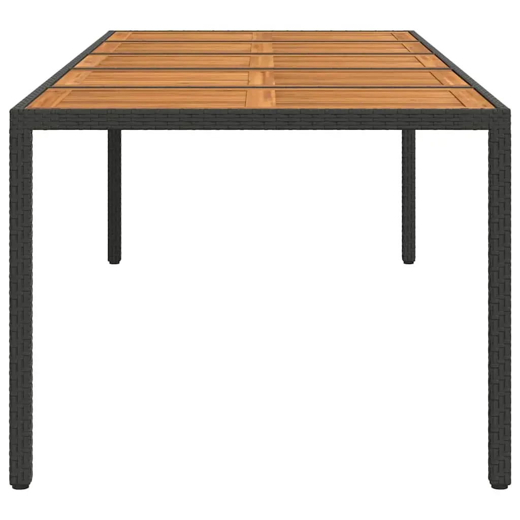 Outdoor Dining Table Black Poly Rattan 250x100x75cm Steel Frame Garden Furniture