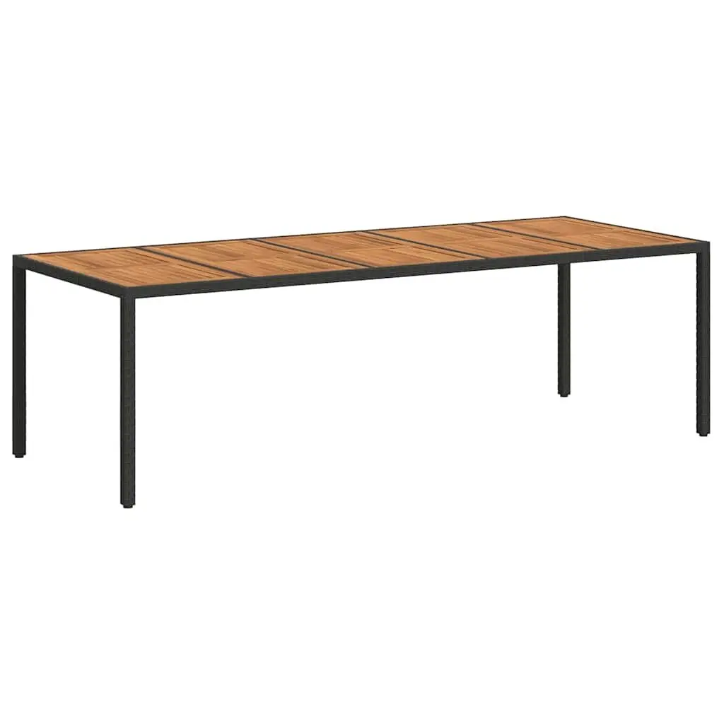 Outdoor Dining Table Black Poly Rattan 250x100x75cm Steel Frame Garden Furniture