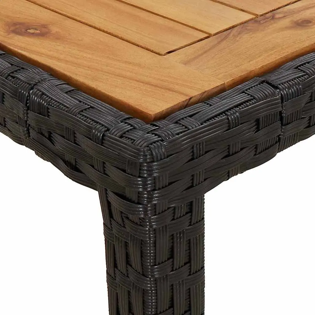 Outdoor Dining Table Black Poly Rattan 250x100x75cm Steel Frame Garden Furniture