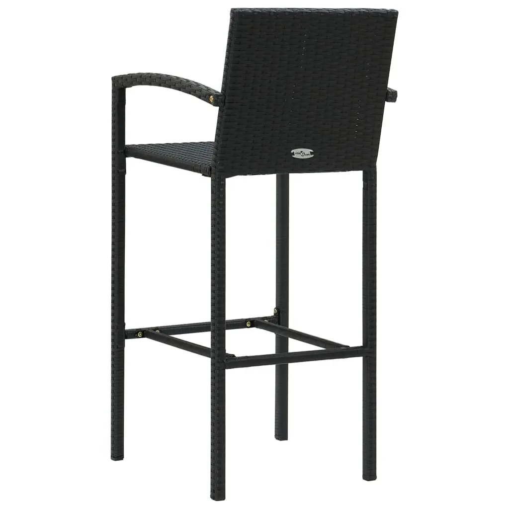 Bar Stools PE Rattan Black Indoor Outdoor Kitchen Dining Seat 4 Piece