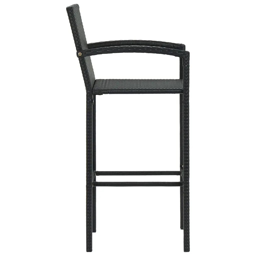 Bar Stools PE Rattan Black Indoor Outdoor Kitchen Dining Seat 4 Piece