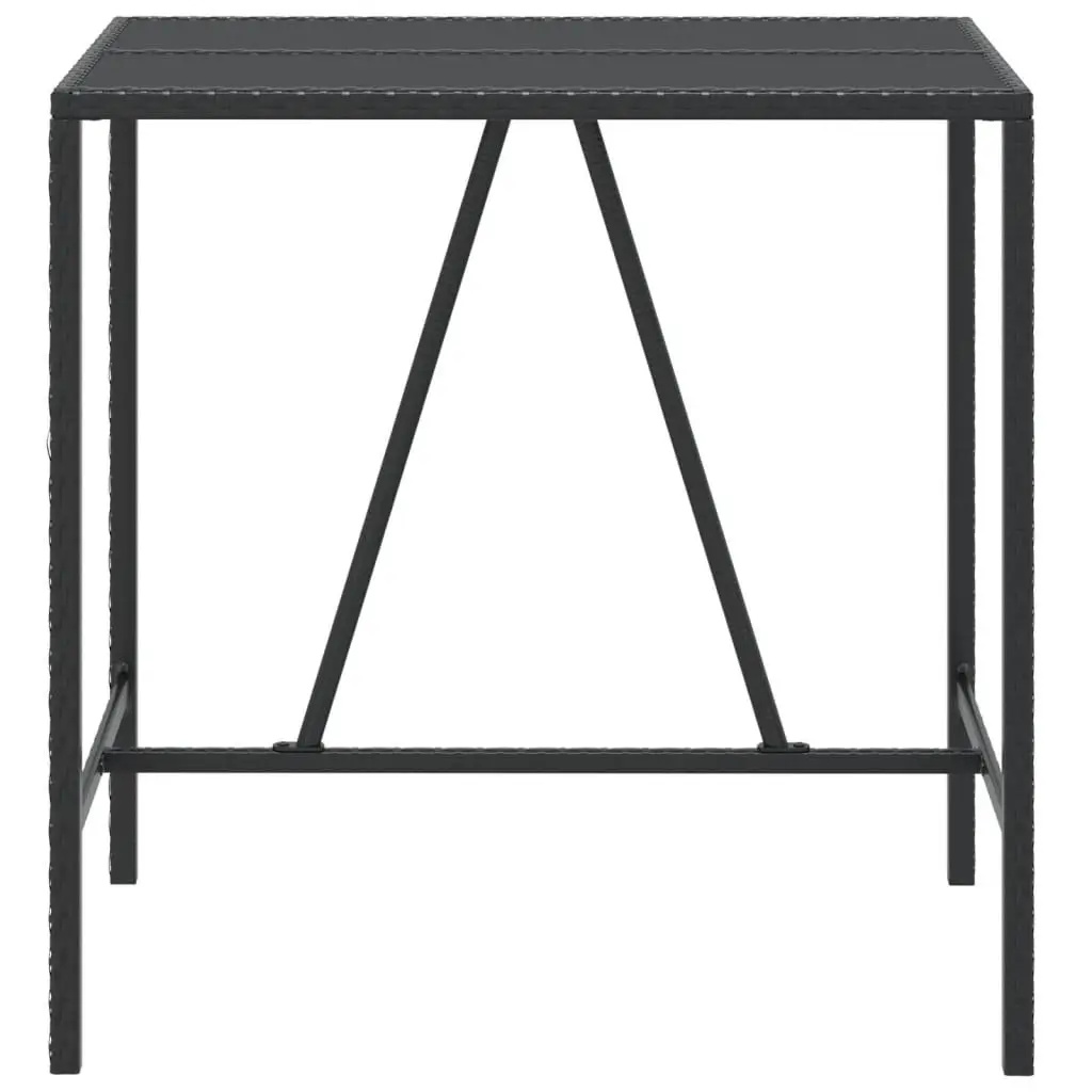 Bar Table Glass Top Black Outdoor Patio Poly Rattan Furniture