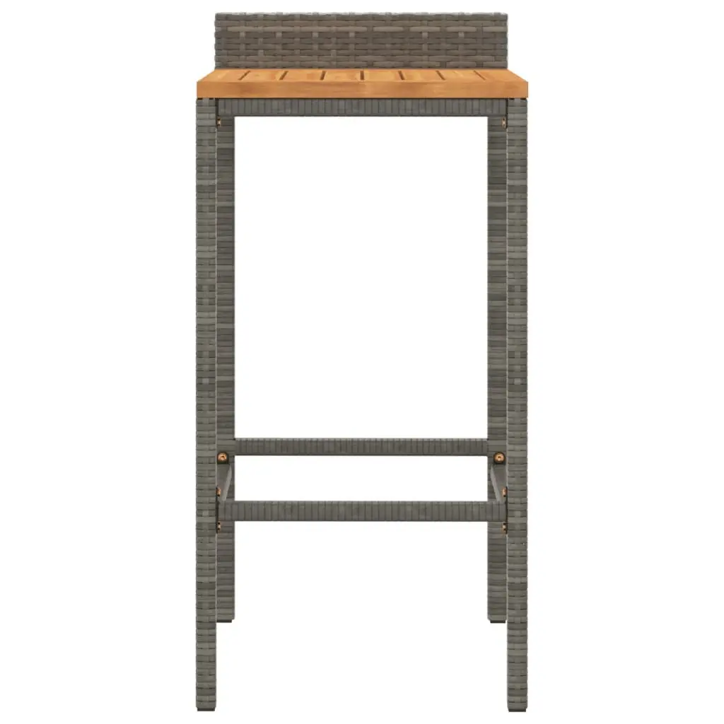 Bar Stools PE Rattan Wooden Seat 4 Piece Grey Outdoor Indoor Kitchen Dining