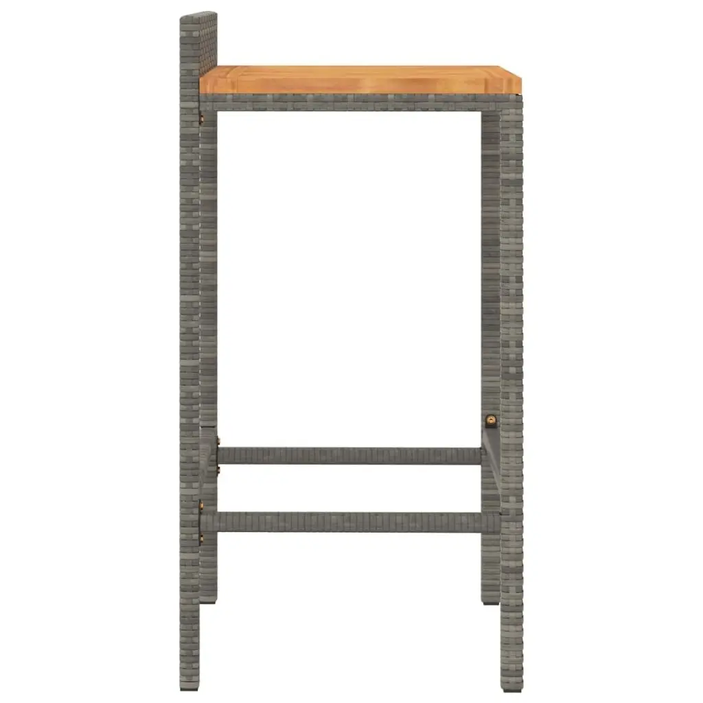 Bar Stools PE Rattan Wooden Seat 4 Piece Grey Outdoor Indoor Kitchen Dining