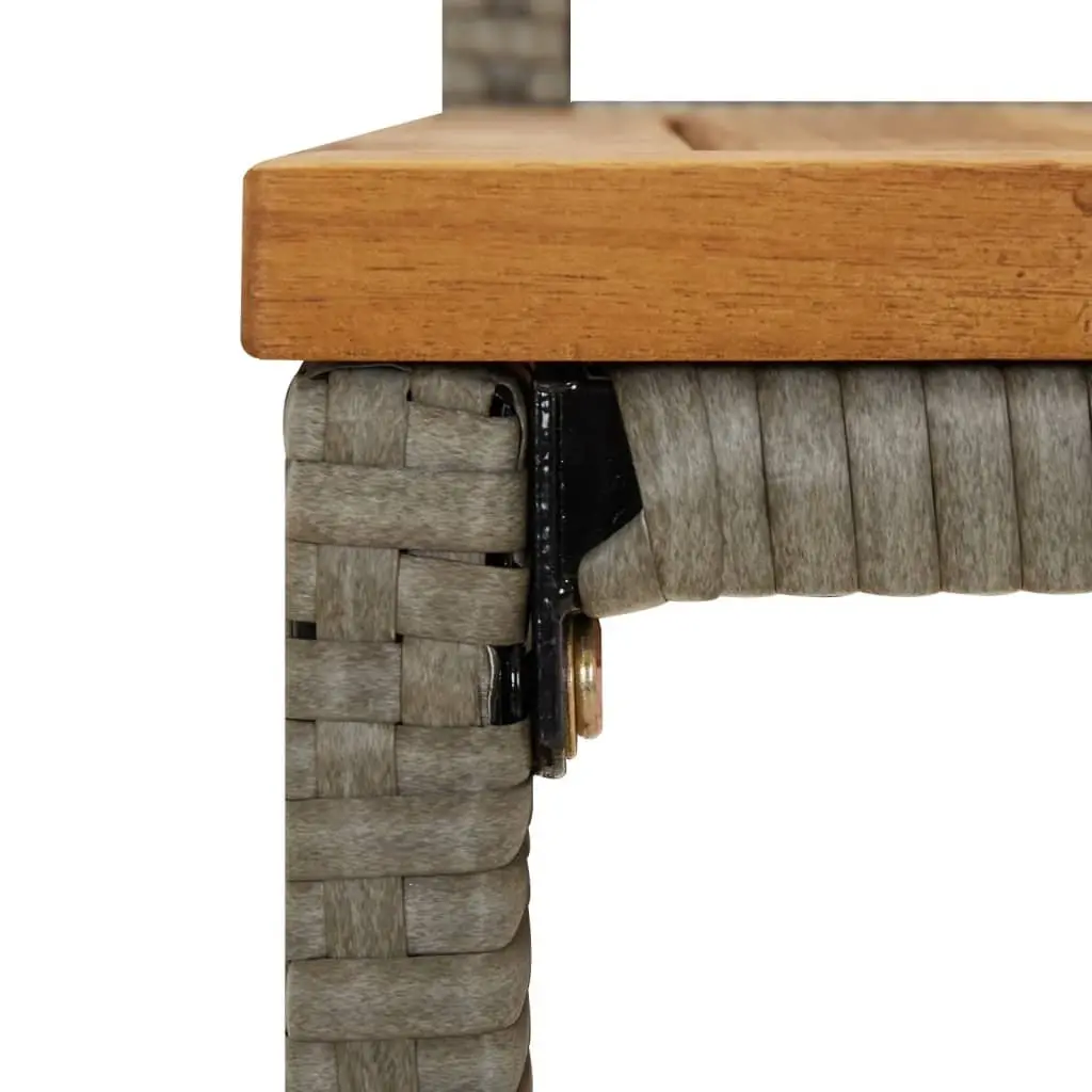 Bar Stools PE Rattan Wooden Seat 2 Piece Grey Indoor Outdoor Kitchen Counter