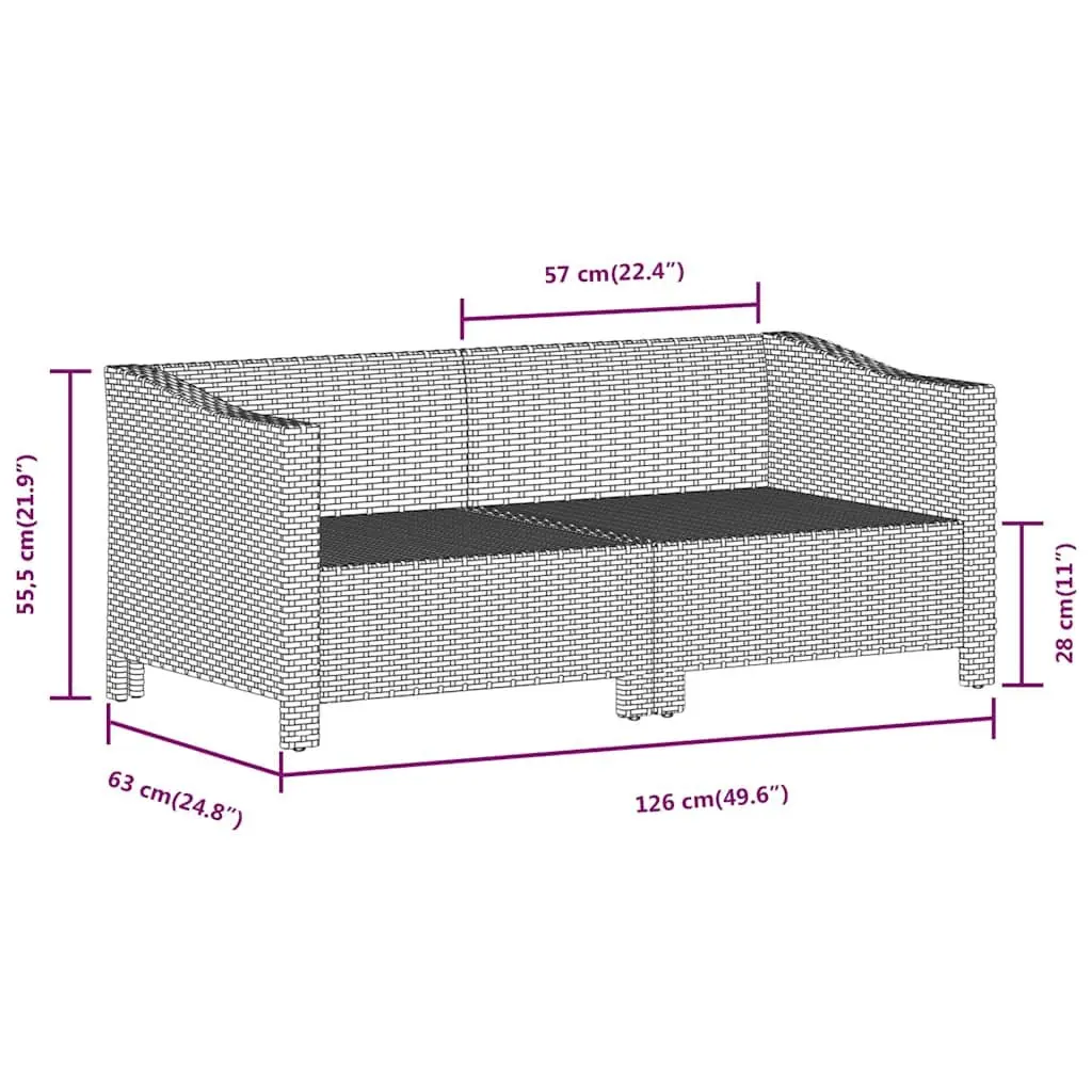 Garden Lounge Set 2 Piece Outdoor Furniture Grey Poly Rattan with Cushions Patio