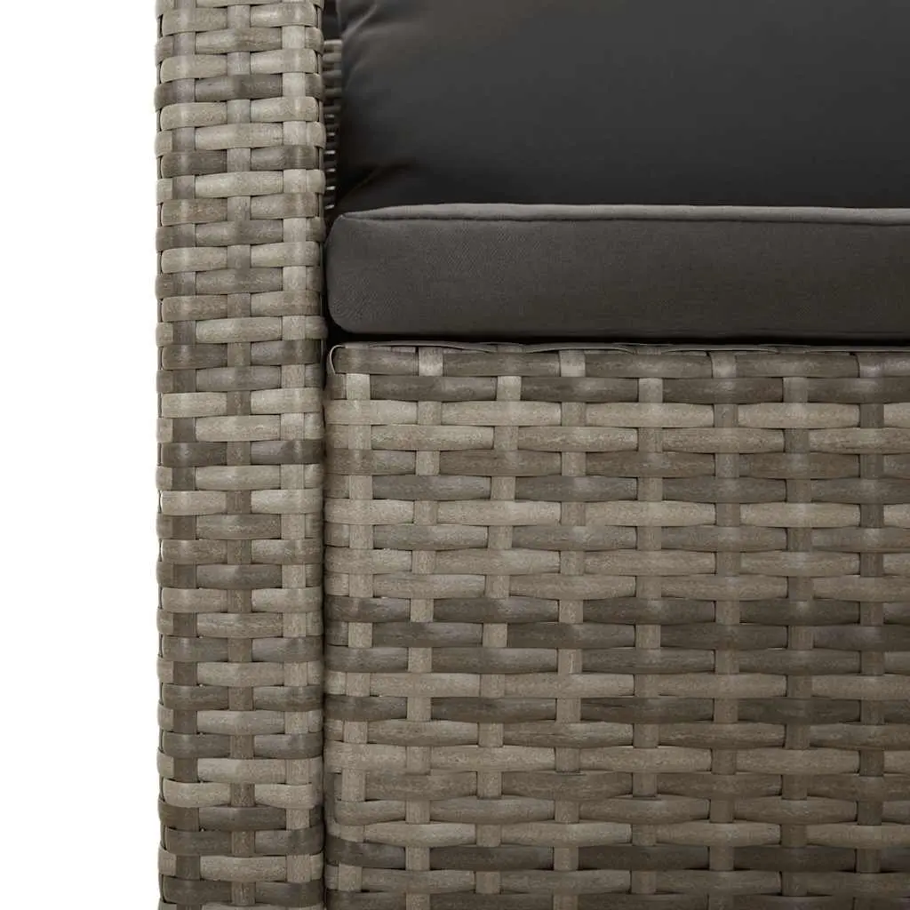3 Piece Garden Lounge Set Grey Poly Rattan Outdoor Furniture with Cushions