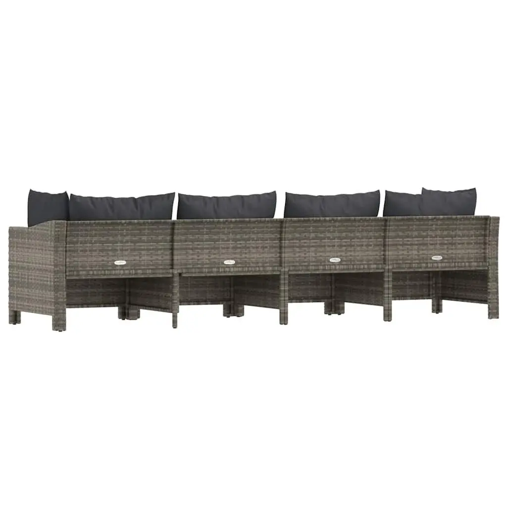 Garden Lounge Set 4 Piece Outdoor Furniture Grey Poly Rattan Sofa with Cushions