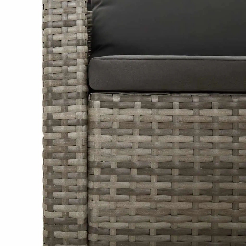 Garden Lounge Set 4 Piece Outdoor Furniture Grey Poly Rattan Sofa with Cushions