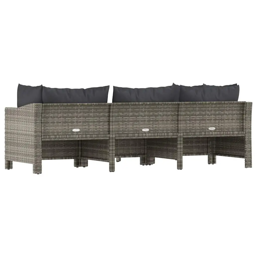 4 Piece Garden Lounge Set Grey Poly Rattan Outdoor Furniture with Cushions
