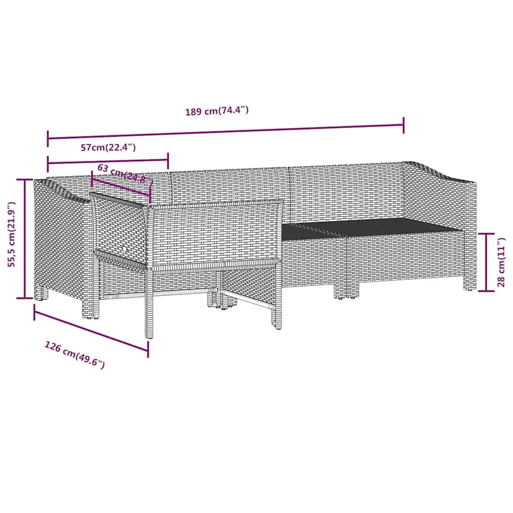 4 Piece Garden Lounge Set Grey Poly Rattan Outdoor Furniture with Cushions