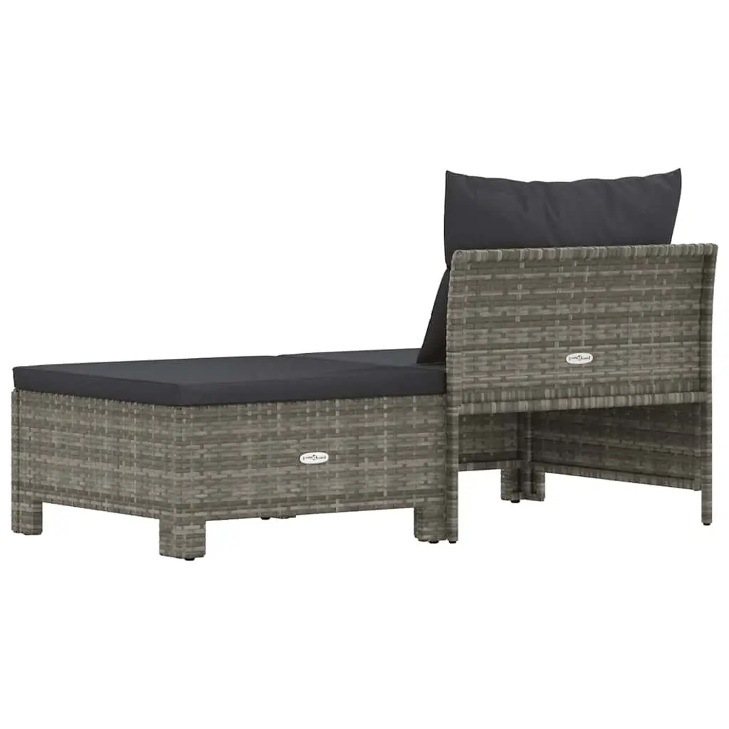 Garden Lounge Set Poly Rattan Steel Frame 2 Piece Outdoor Furniture Grey with Cushions