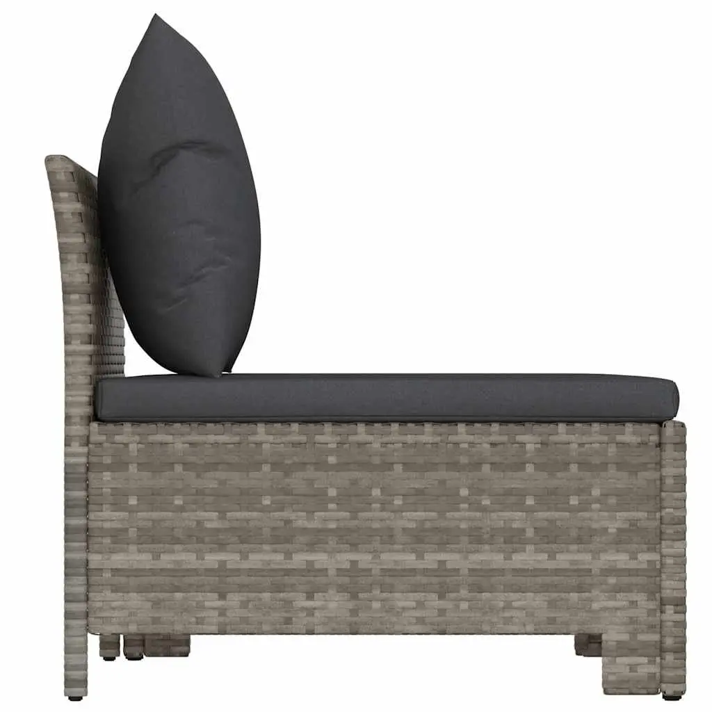 Garden Lounge Set Poly Rattan Steel Frame 2 Piece Outdoor Furniture Grey with Cushions