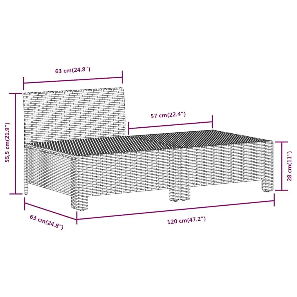 Garden Lounge Set Poly Rattan Steel Frame 2 Piece Outdoor Furniture Grey with Cushions