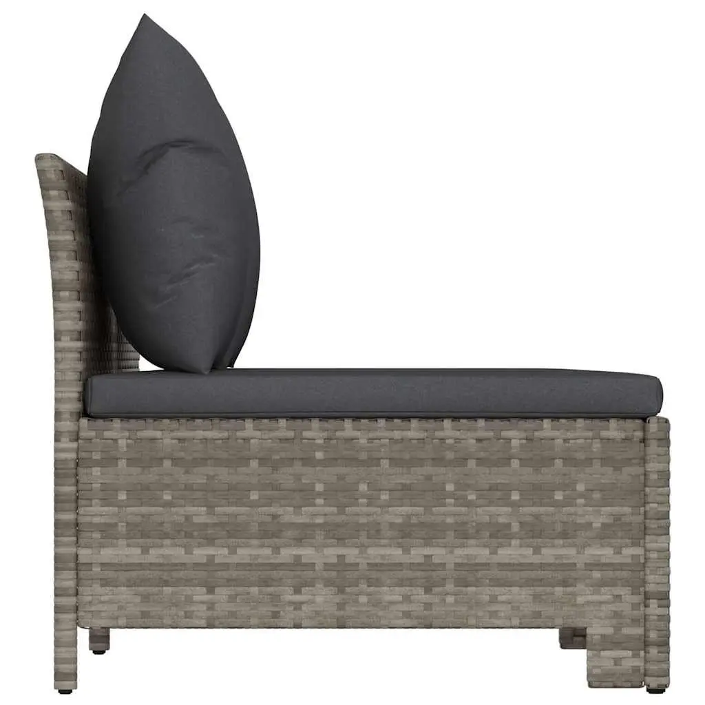 3 Piece Garden Lounge Set Poly Rattan Steel Frame Grey Outdoor Furniture
