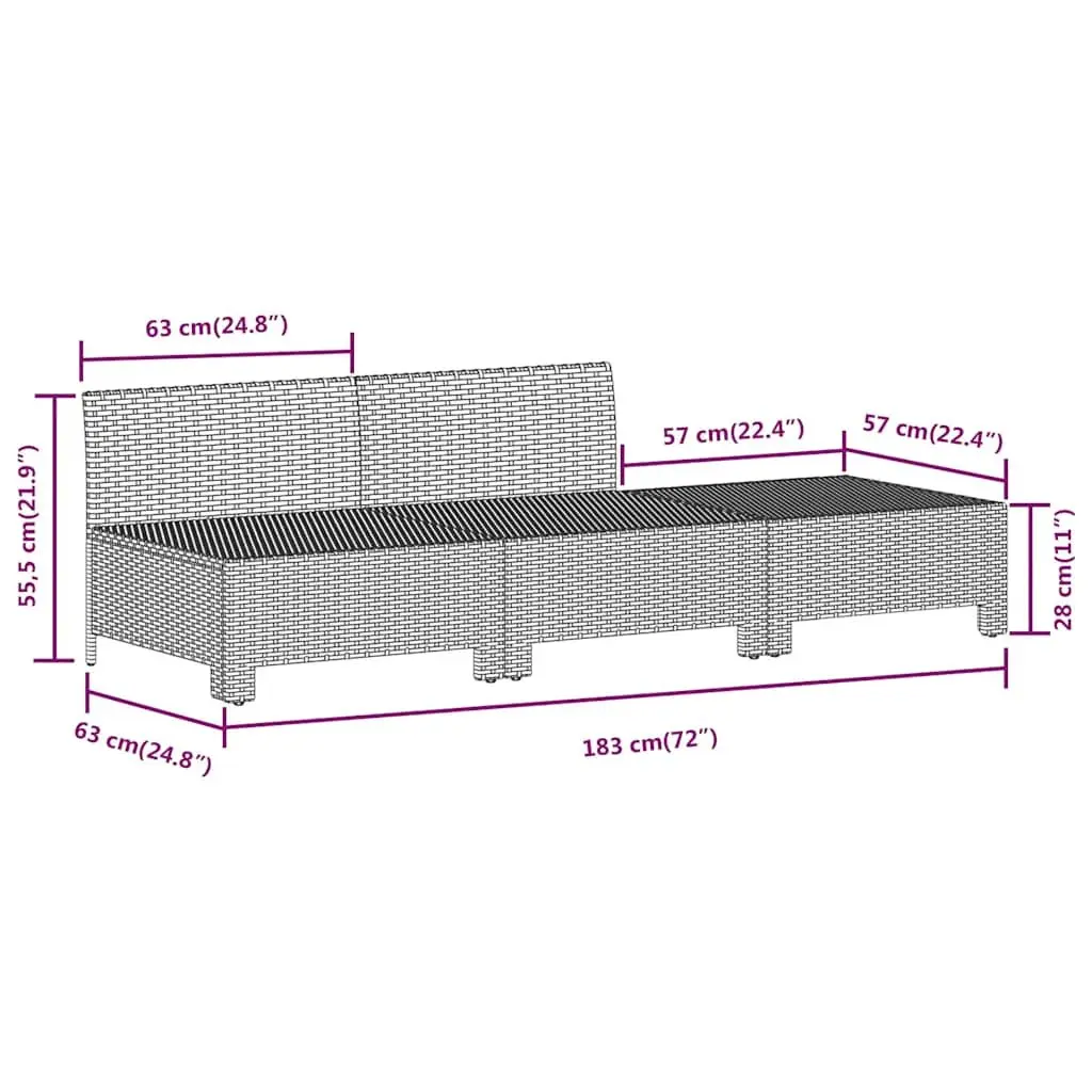 3 Piece Garden Lounge Set Poly Rattan Steel Frame Grey Outdoor Furniture