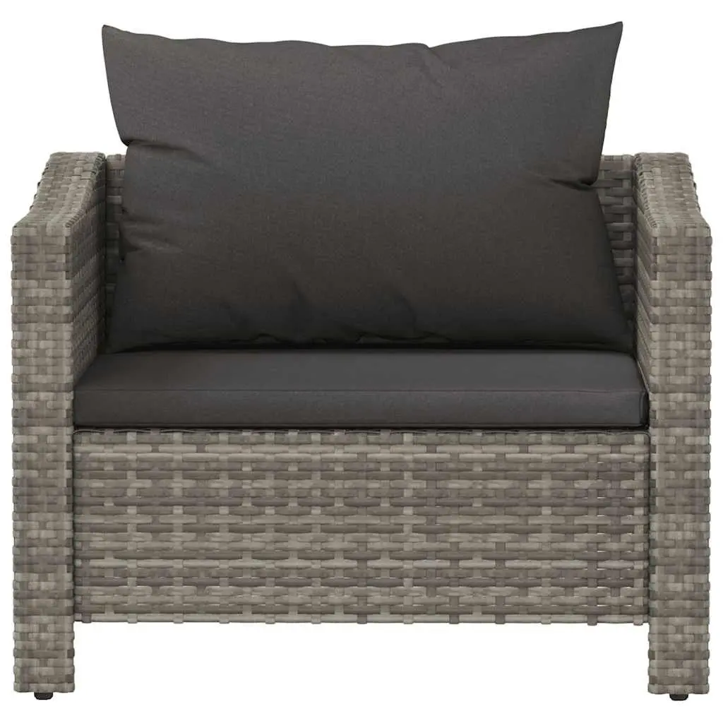 Garden Armchair Poly Rattan Grey Steel Frame Outdoor Furniture Seat