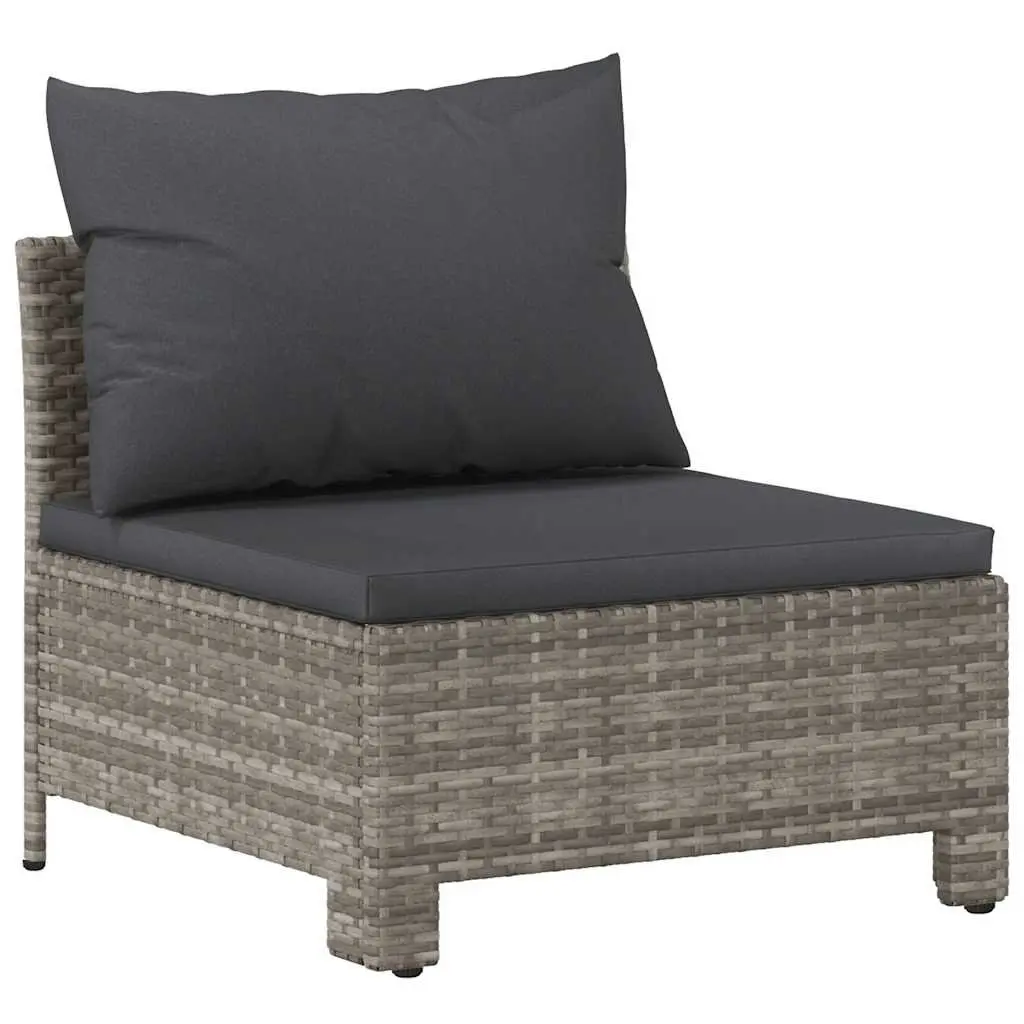 Garden Middle Sofa Poly Rattan Grey Outdoor Modular Sectional Seat