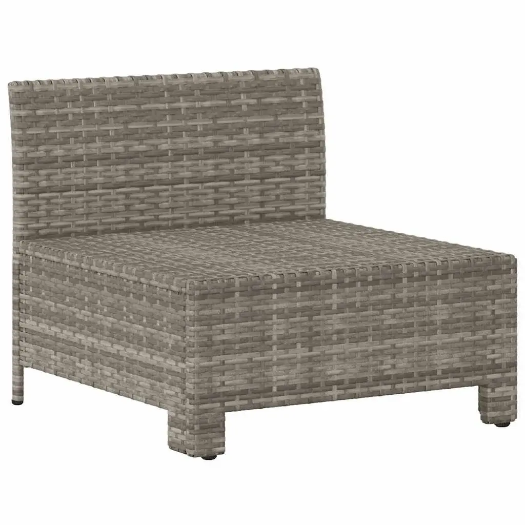 Garden Middle Sofa Poly Rattan Grey Outdoor Modular Sectional Seat