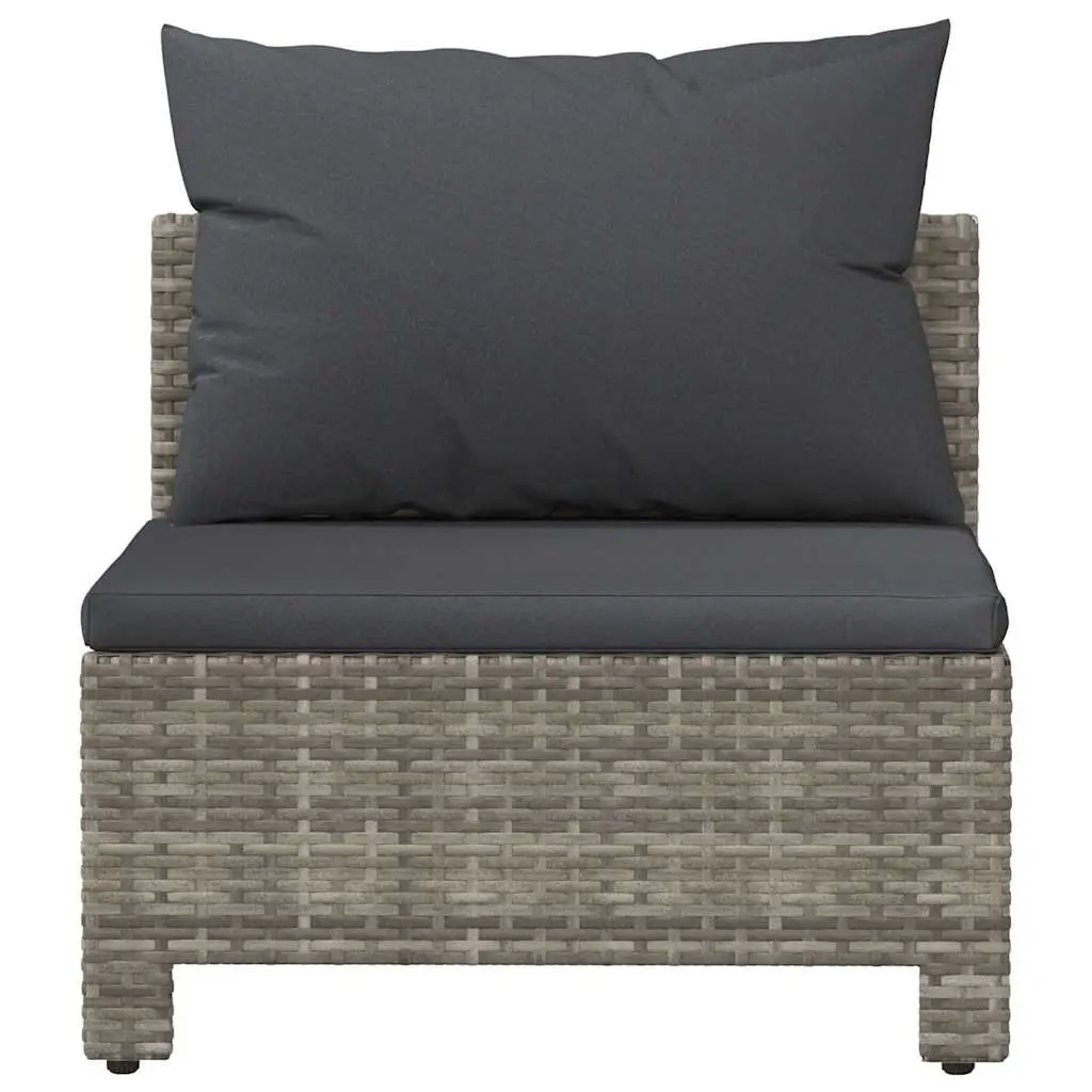Garden Middle Sofa Poly Rattan Grey Outdoor Modular Sectional Seat