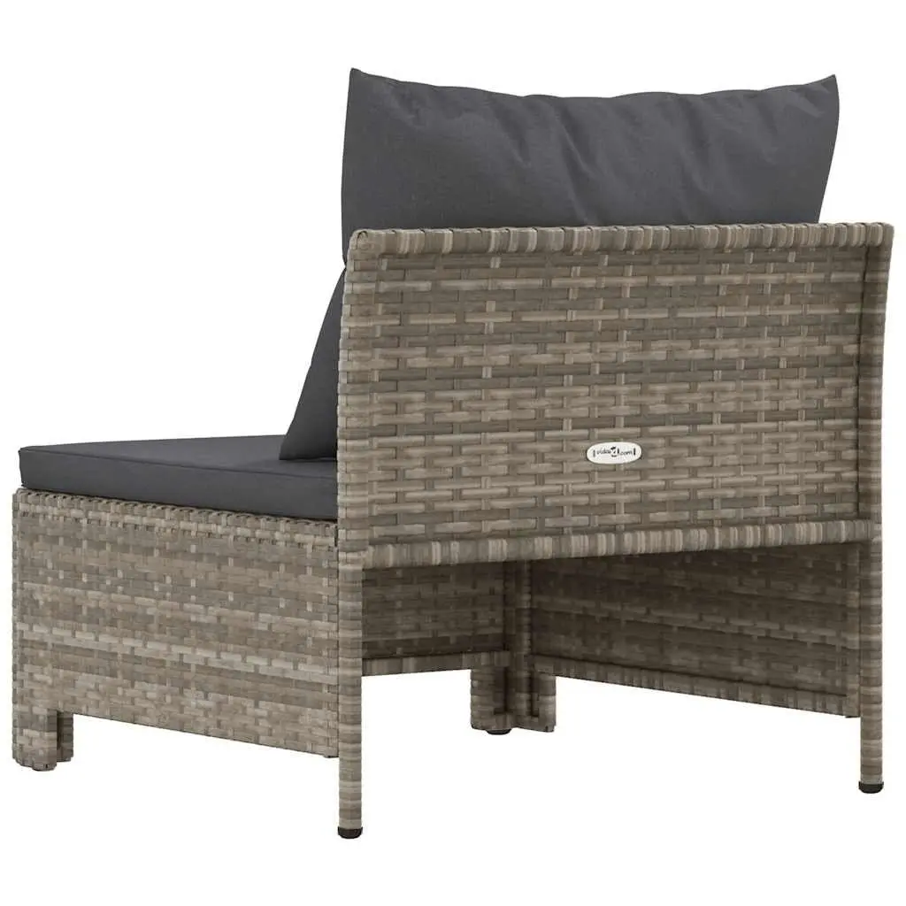 Garden Middle Sofa Poly Rattan Grey Outdoor Modular Sectional Seat