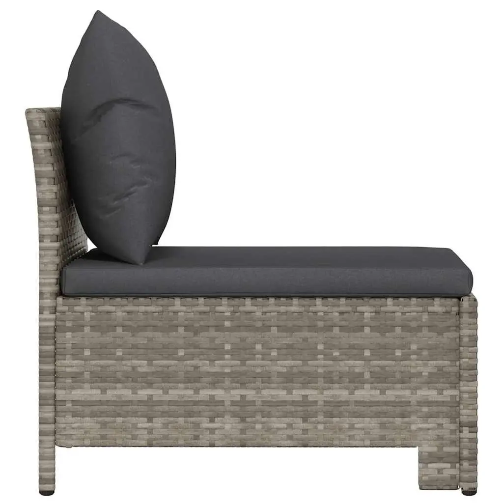 Garden Middle Sofa Poly Rattan Grey Outdoor Modular Sectional Seat