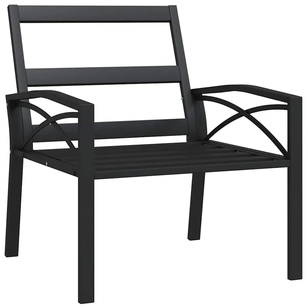 Outdoor Garden Chairs Steel Frame 2 Piece Set Black with Cushions