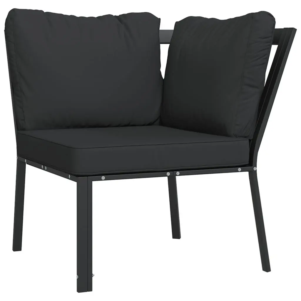 Garden Chair Steel Frame 76x76x79cm Black with Grey Cushion