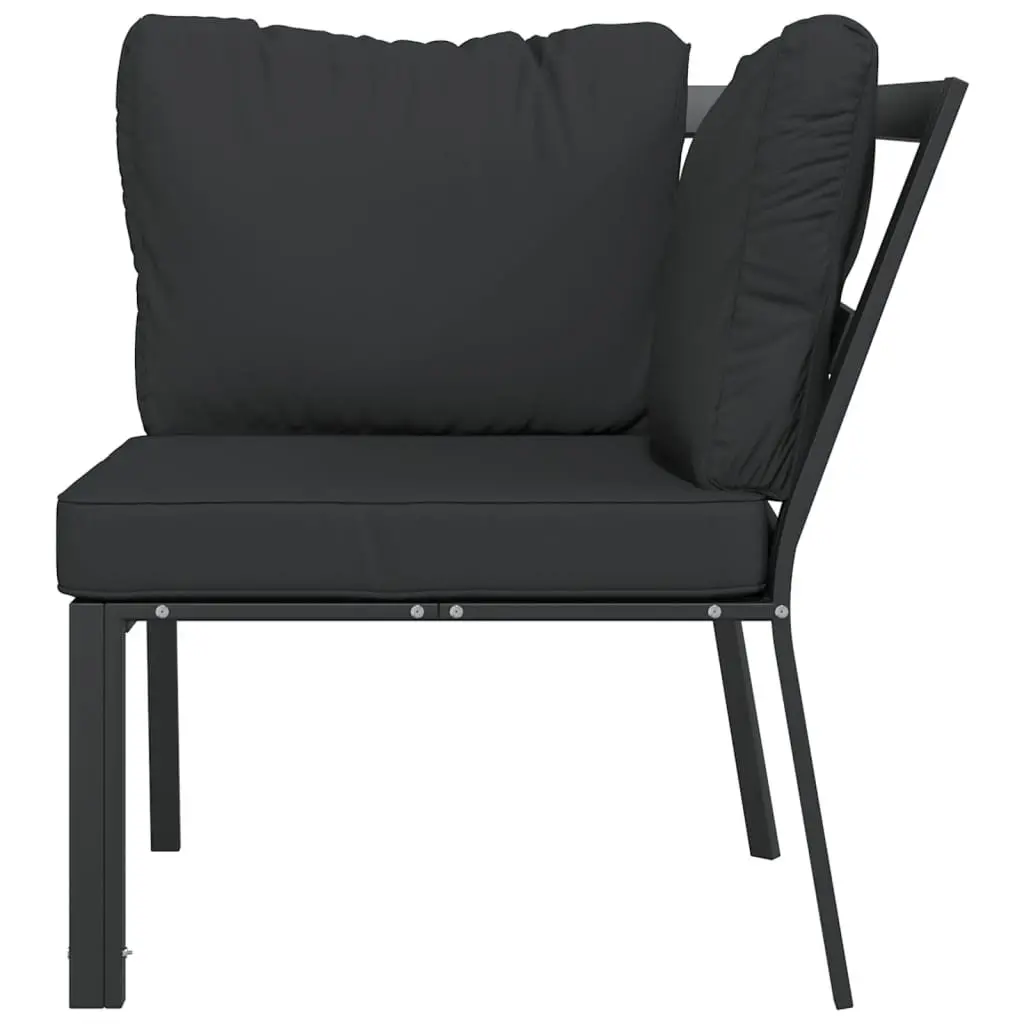 Garden Chair Steel Frame 76x76x79cm Black with Grey Cushion