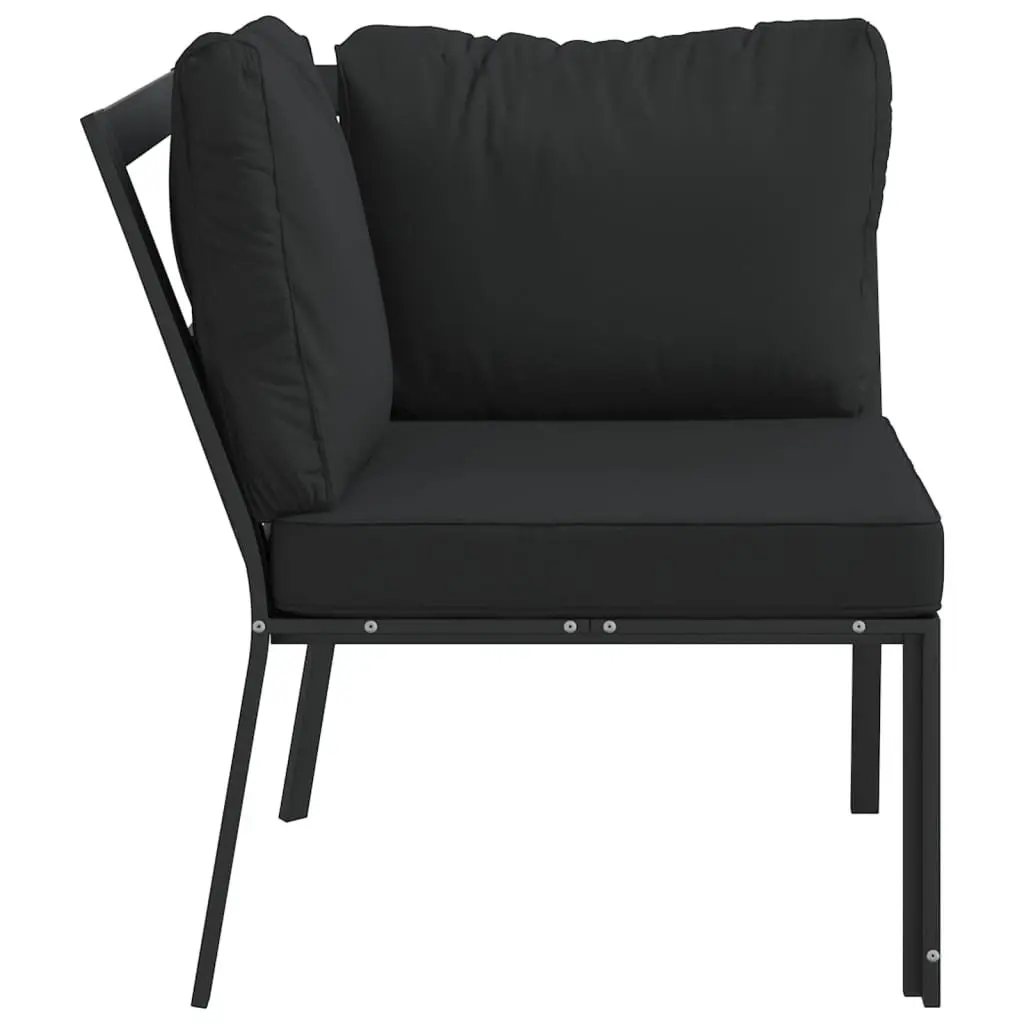 Garden Chair Steel Frame 76x76x79cm Black with Grey Cushion