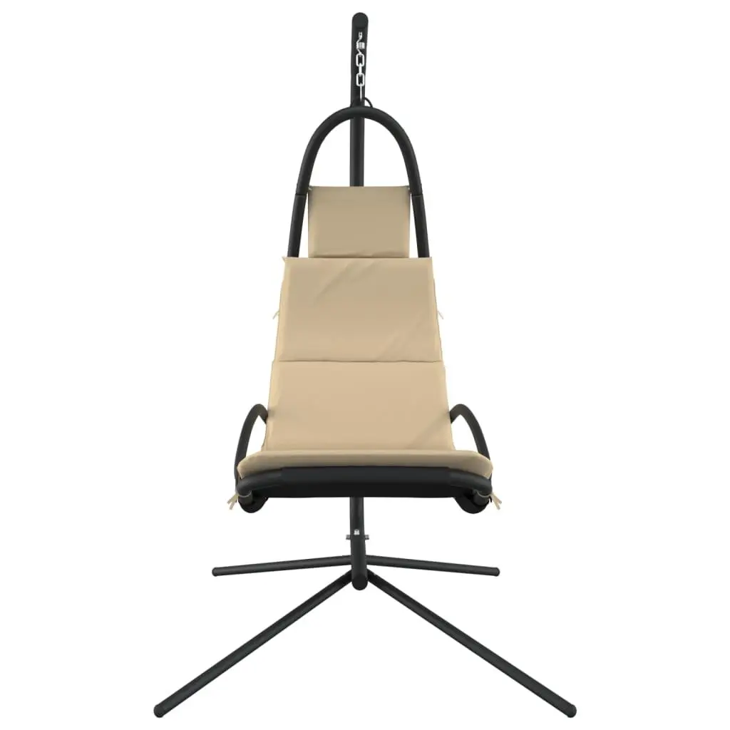 Garden Swing Chair Oxford Fabric Cream Steel Frame