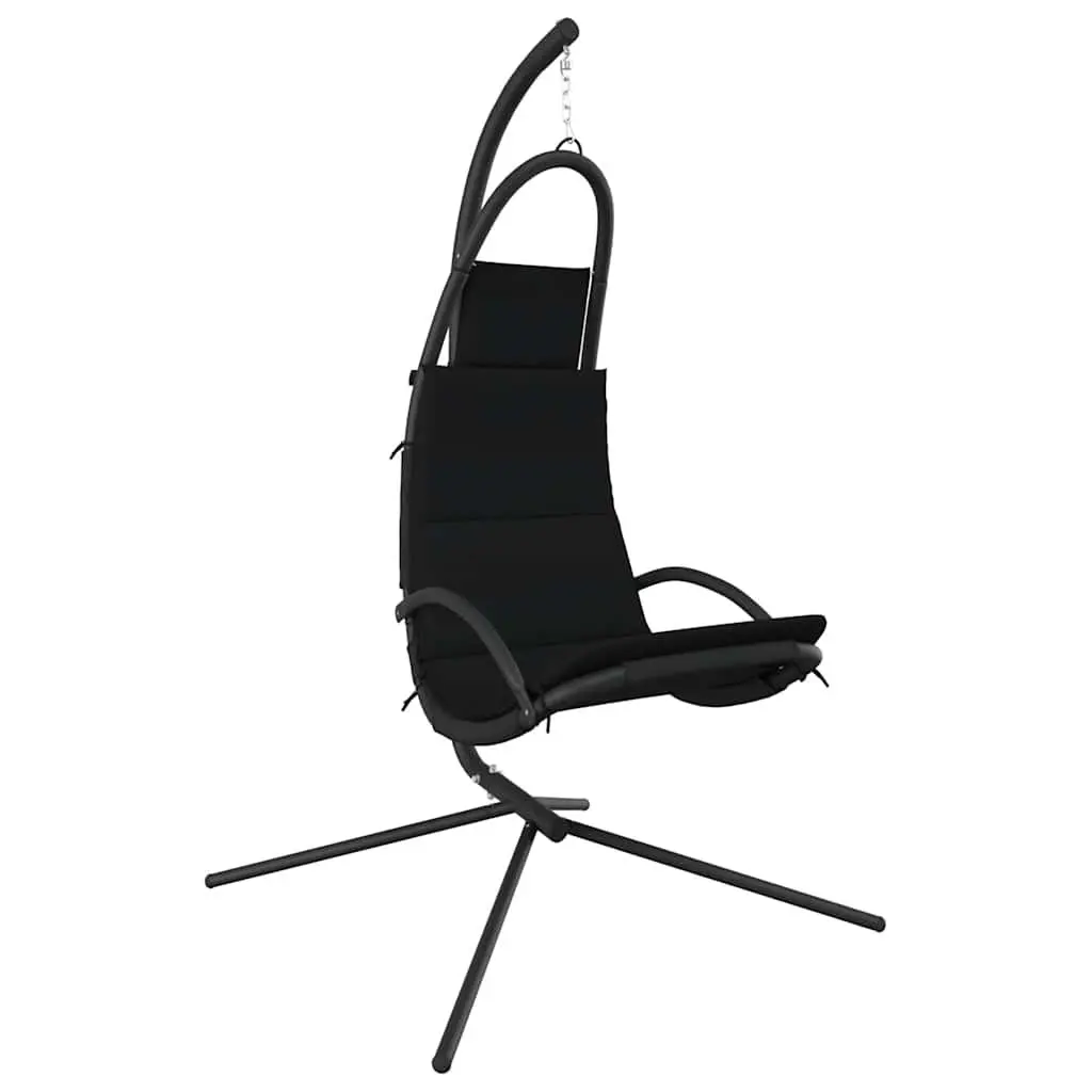 Outdoor Swing Chair Steel Frame Oxford Fabric Cushioned Seat Black