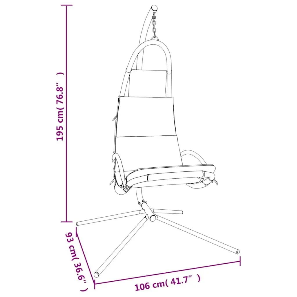 Outdoor Swing Chair Steel Frame Oxford Fabric Cushioned Seat Black
