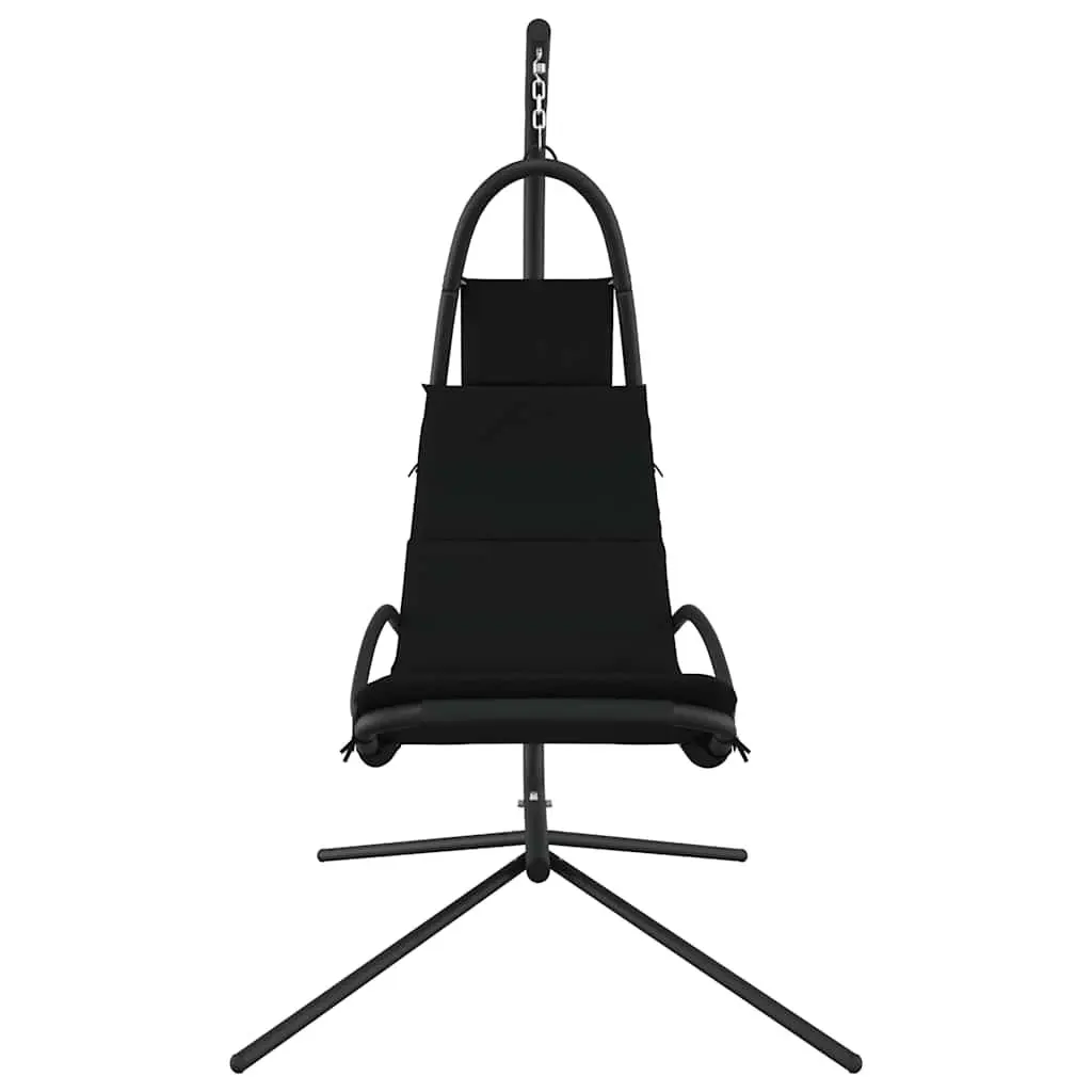 Outdoor Swing Chair Steel Frame Oxford Fabric Cushioned Seat Black