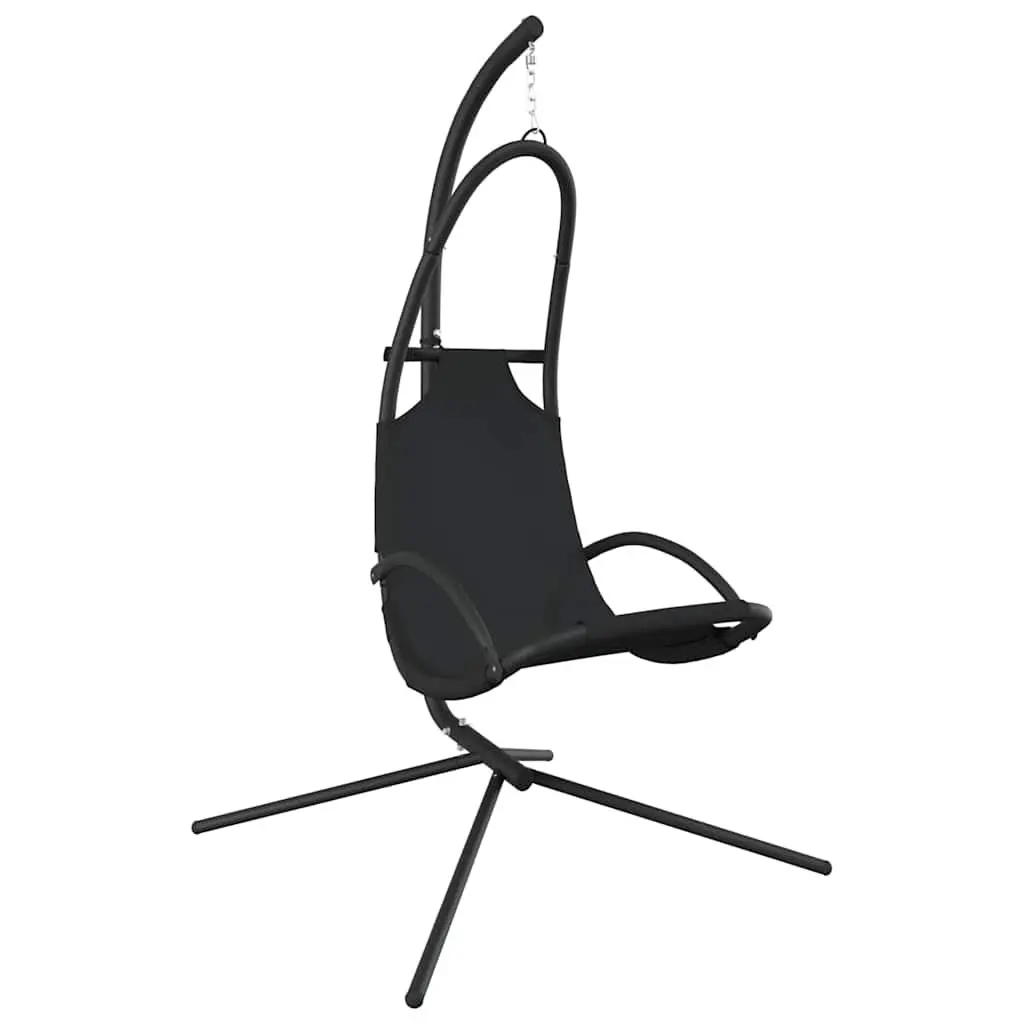 Outdoor Swing Chair Steel Frame Oxford Fabric Cushioned Seat Black