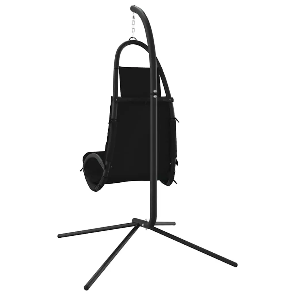 Outdoor Swing Chair Steel Frame Oxford Fabric Cushioned Seat Black
