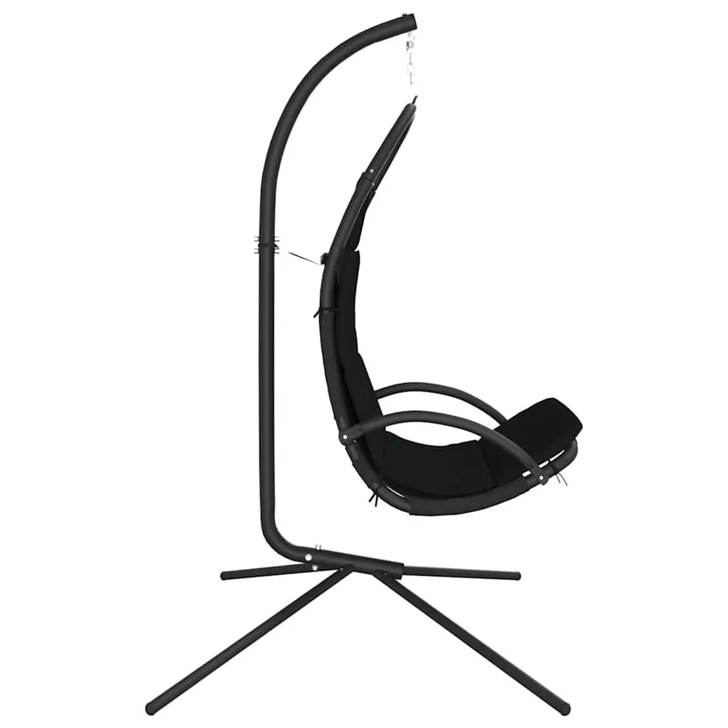 Outdoor Swing Chair Steel Frame Oxford Fabric Cushioned Seat Black