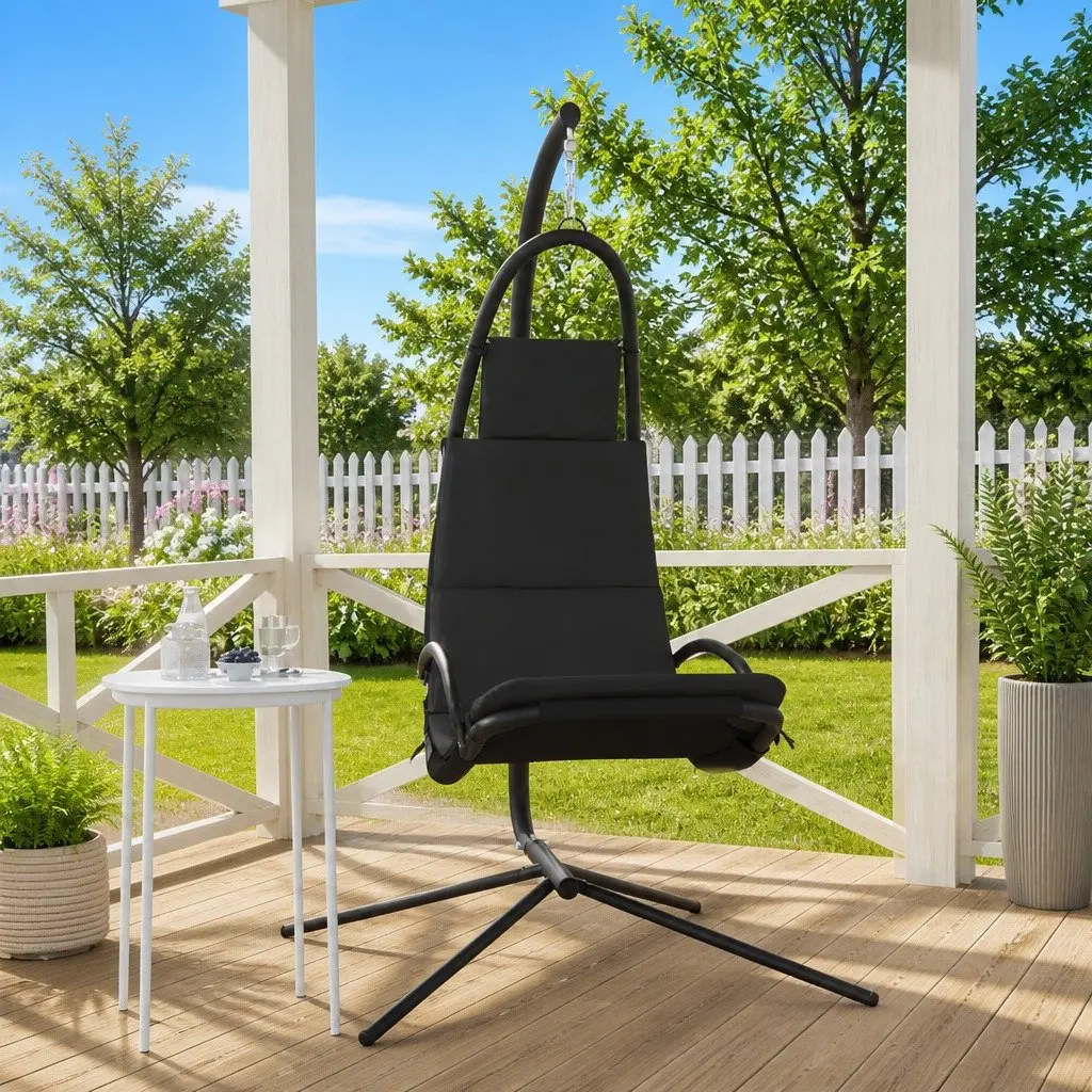 Hanging Swing Chair Oxford Fabric Grey Steel