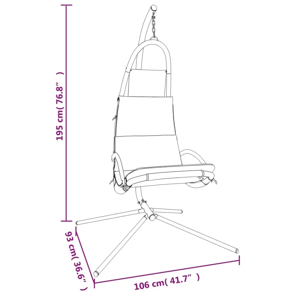 Hanging Swing Chair Oxford Fabric Grey Steel
