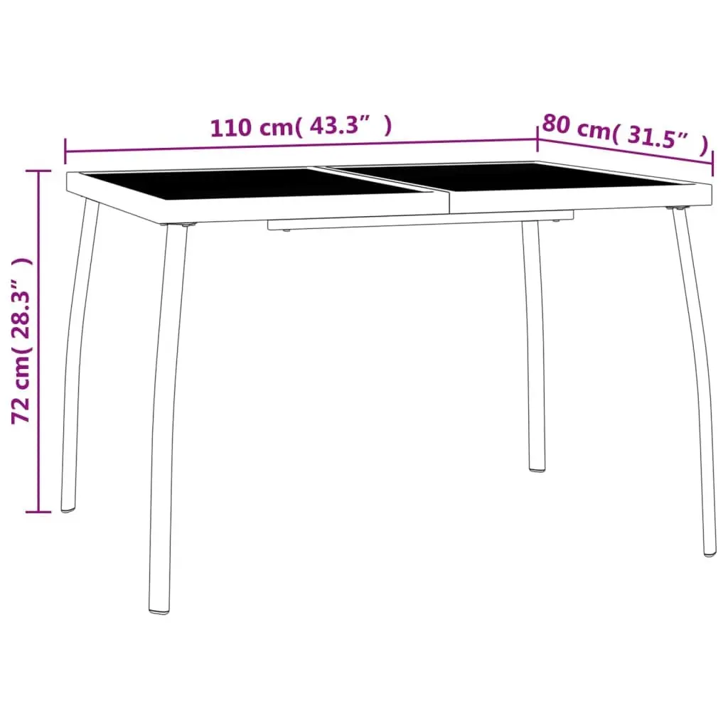 Garden Table Steel Mesh 110 x 80 x 72 cm Anthracite Outdoor Patio Furniture Contemporary