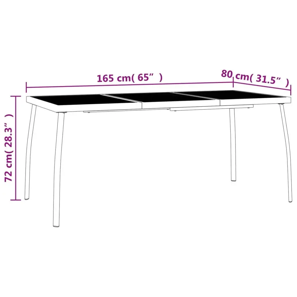 Anthracite Garden Dining Table for Outdoor Use 165x80x72cm