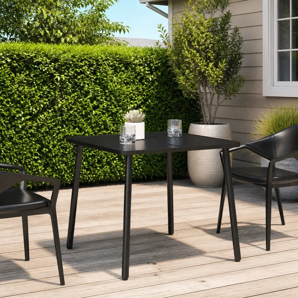 Garden Table Steel Frame Slatted 80x80x71cm Anthracite