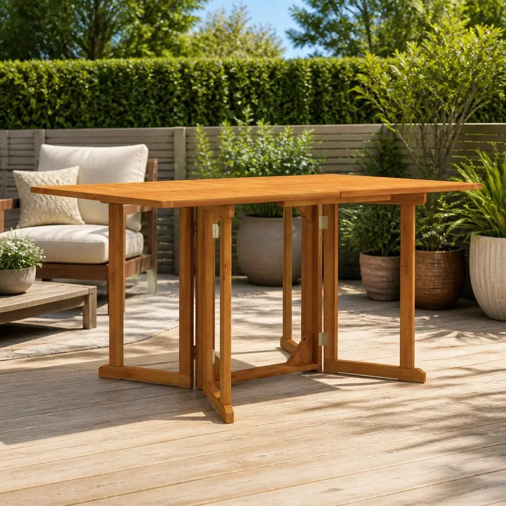 Folding Butterfly Garden Table Solid Teak Wood 150 x 90 x 75 cm Brown