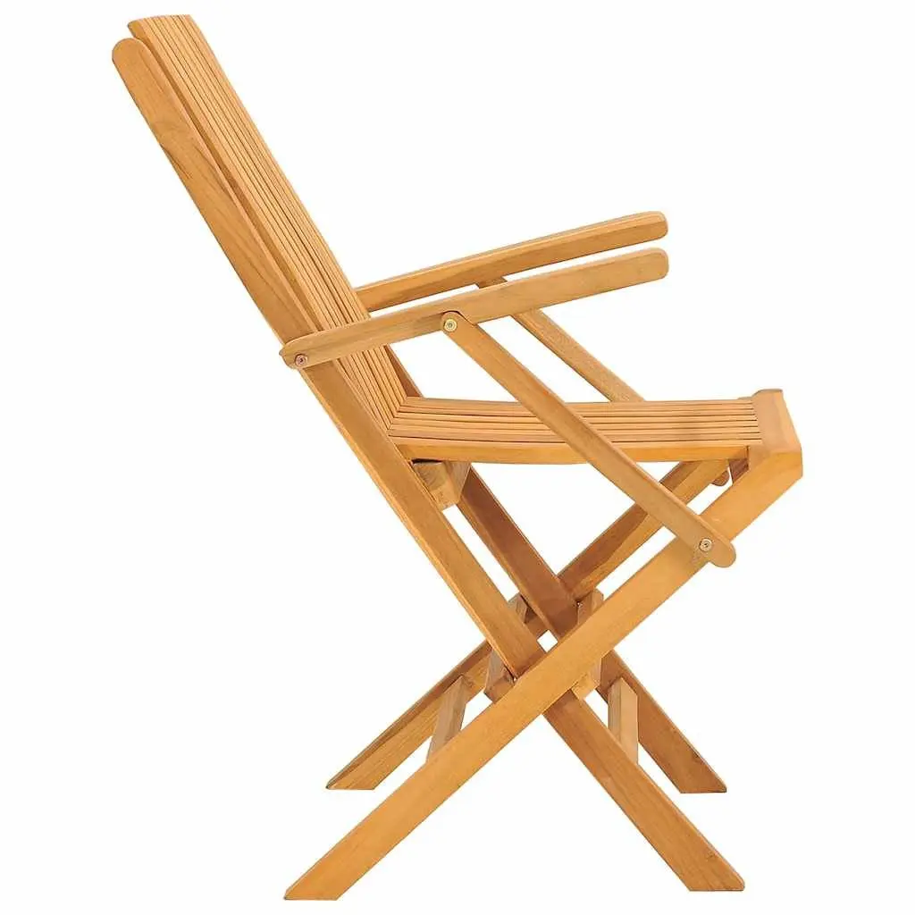 Folding Garden Chairs Solid Wood Brown 2 Piece Outdoor Seating with Backrest and Armrests