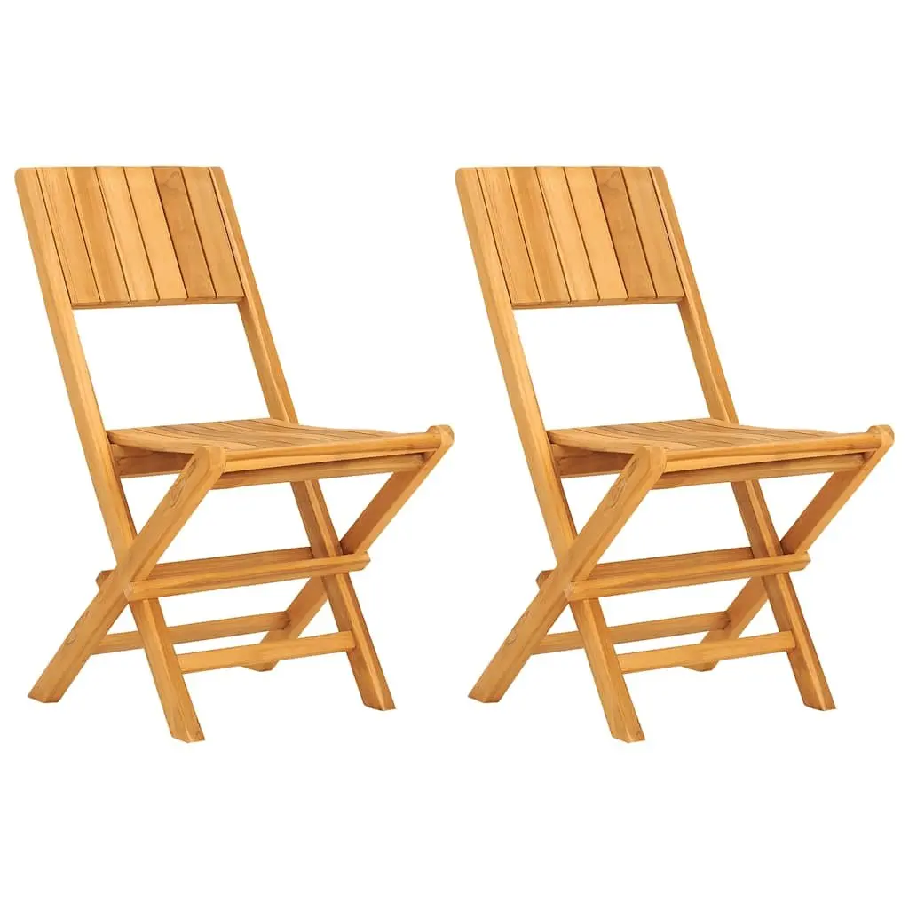 Folding Garden Chairs 2pc Outdoor Seating Solid Wood Brown 47x61x90cm