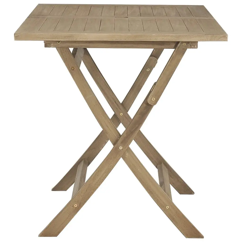 Teak Wood Folding Table Outdoor Dining Brown 120x70x75cm with Parasol Hole