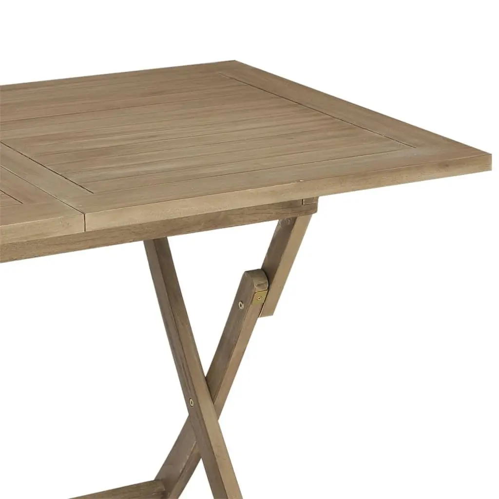 Teak Wood Folding Table Outdoor Dining Brown 120x70x75cm with Parasol Hole