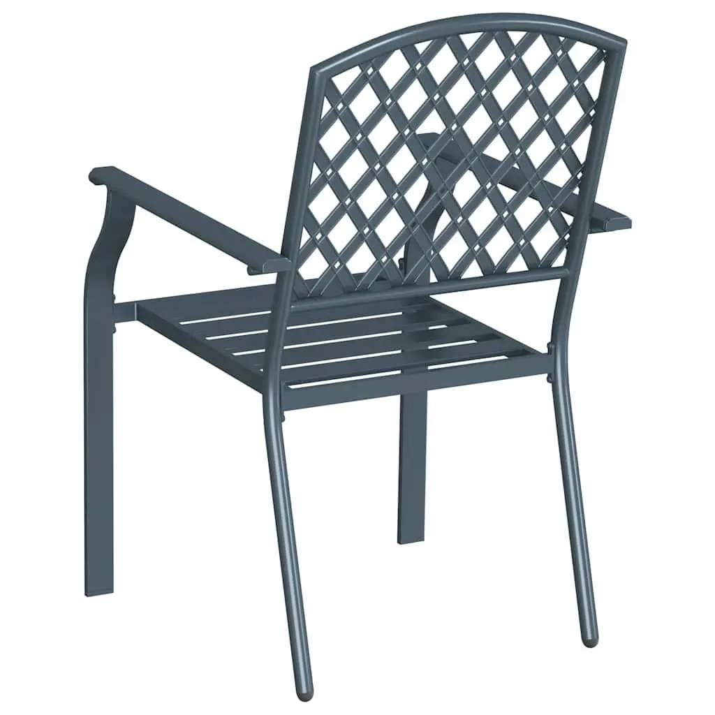Stackable Steel Frame Garden Chairs Modern Lounge Anthracite 2 Piece