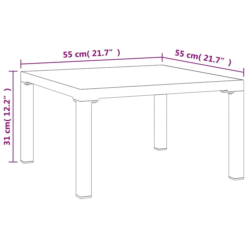 Outdoor Coffee Table Steel Frame Grey 55x55x31cm Garden Patio Furniture